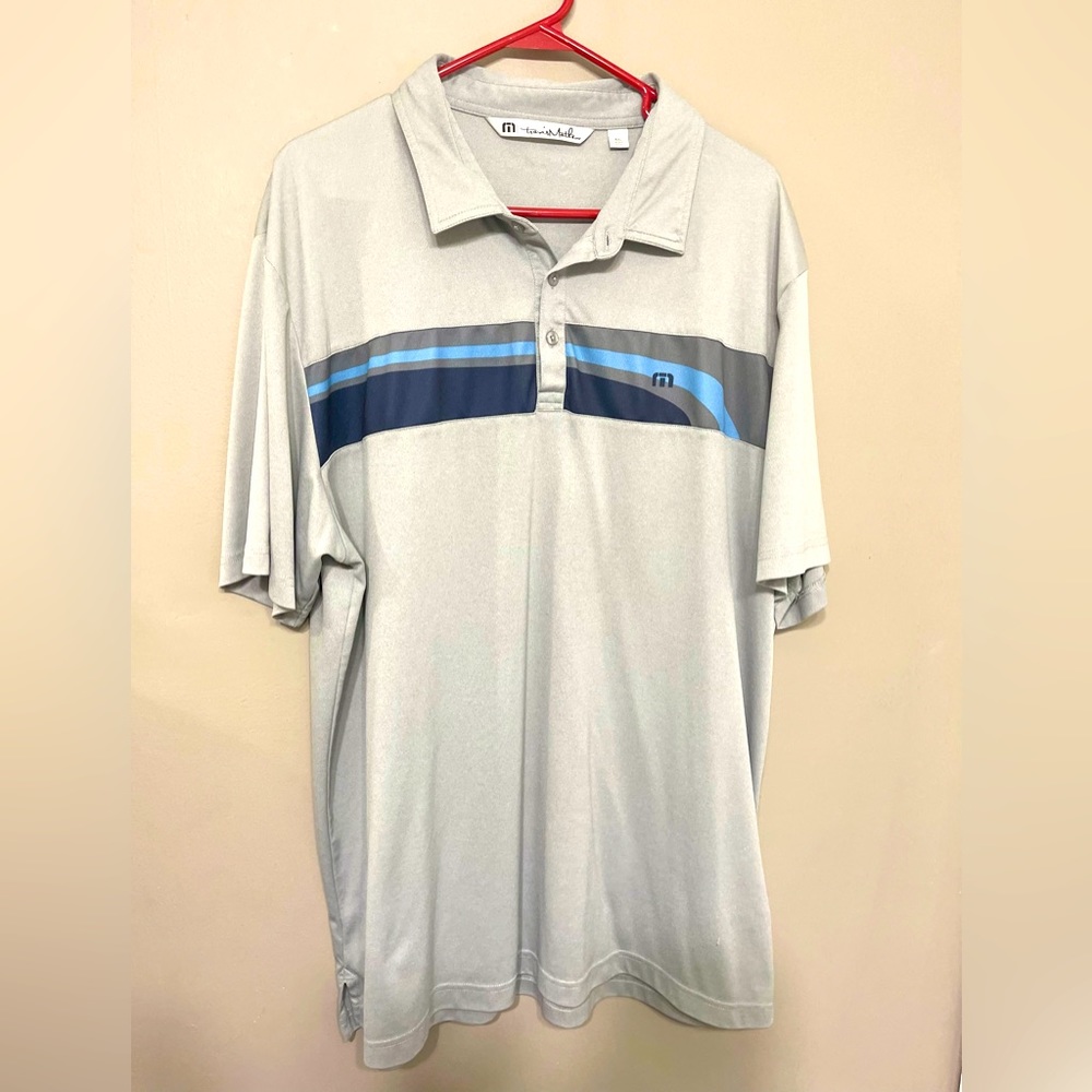 Travis Mathew Men's‎ Short Par 4 Polo Golf Shirt Size XXL Gray/Blue
